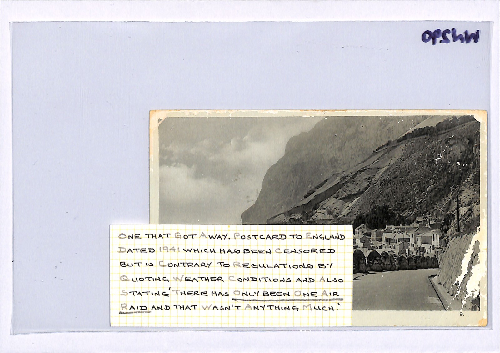GIBRALTAR WW2 Postcard *AIR-RAID MESSAGE* NOT CENSORED 1941 Essex Censor WN290 - Image 6