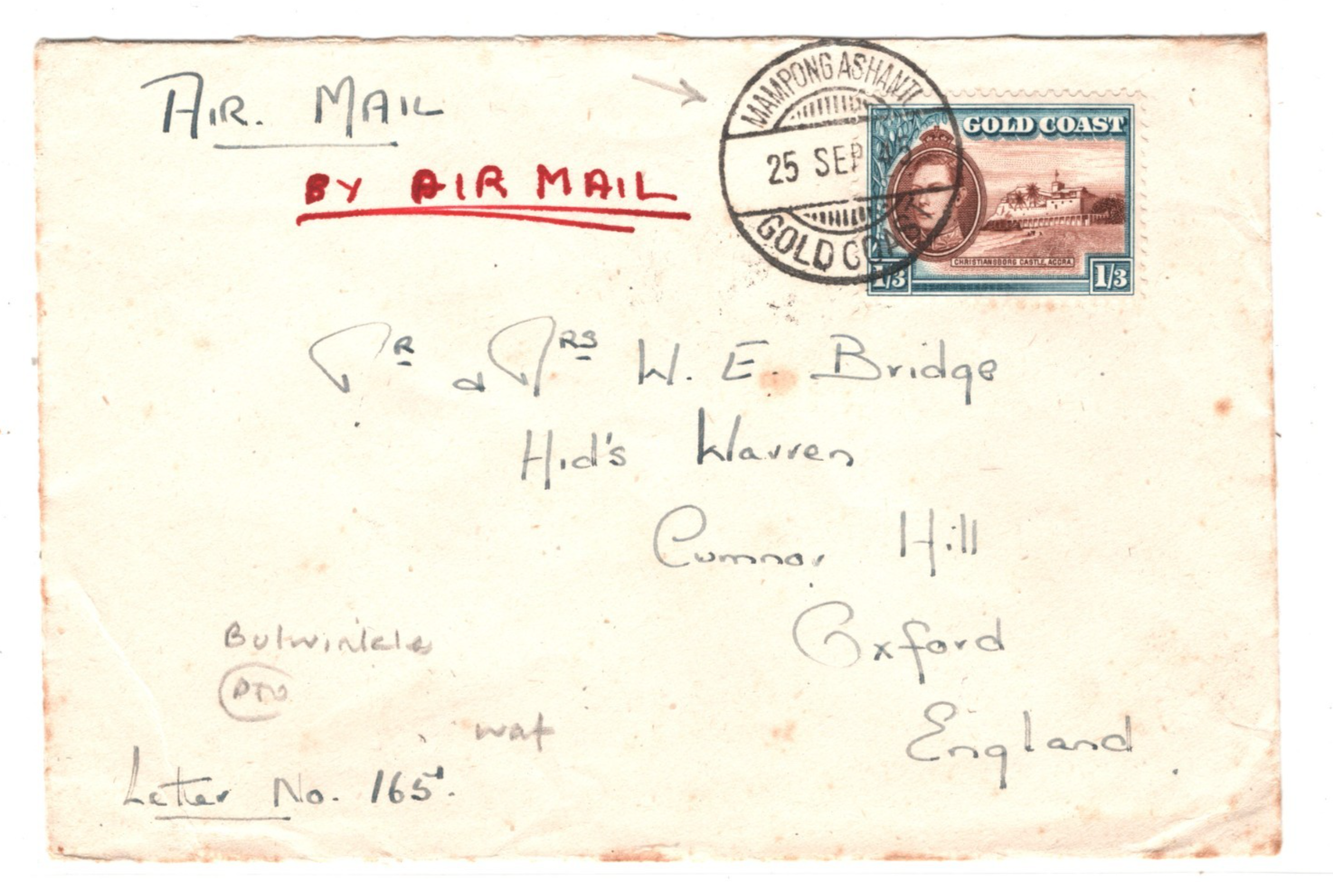 GOLD COAST Air Cover MAMPONG ASHANTI *Bullwinkle* COLONIAL SEC 1945 Oxford YM317 - Image 3