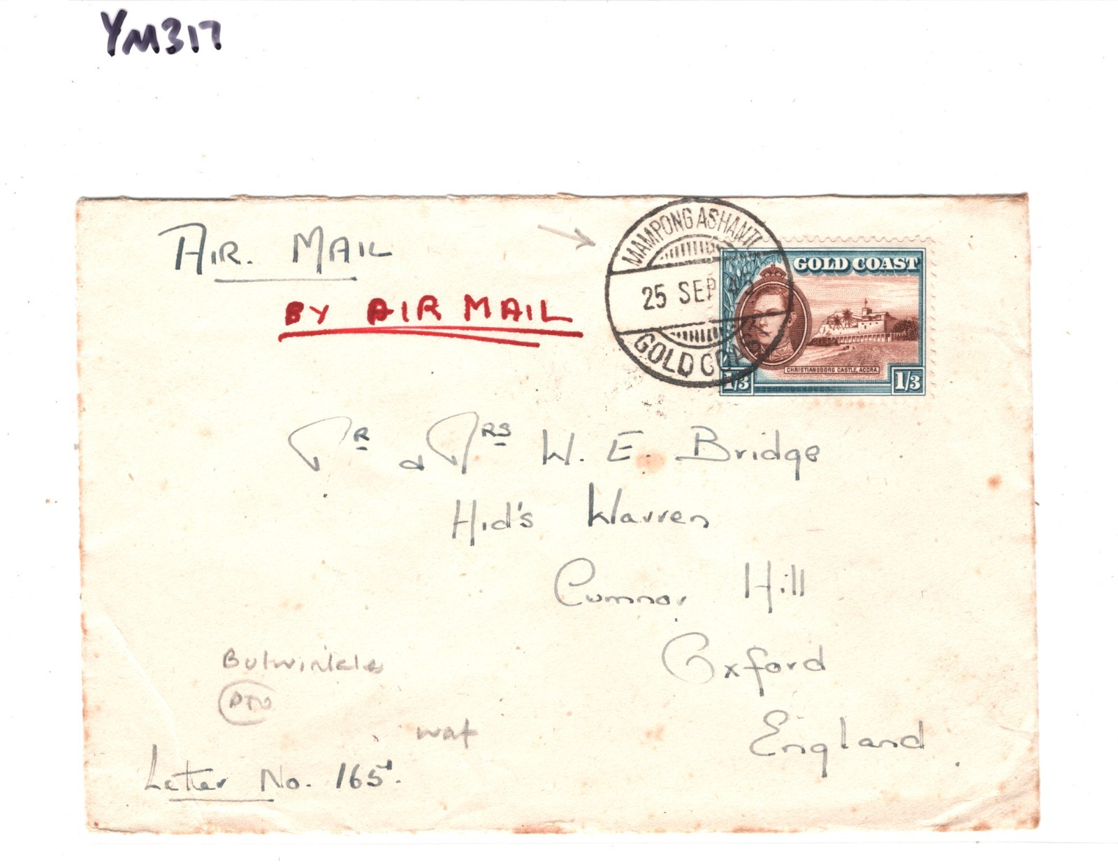 GOLD COAST Air Cover MAMPONG ASHANTI *Bullwinkle* COLONIAL SEC 1945 Oxford YM317 - Image 5