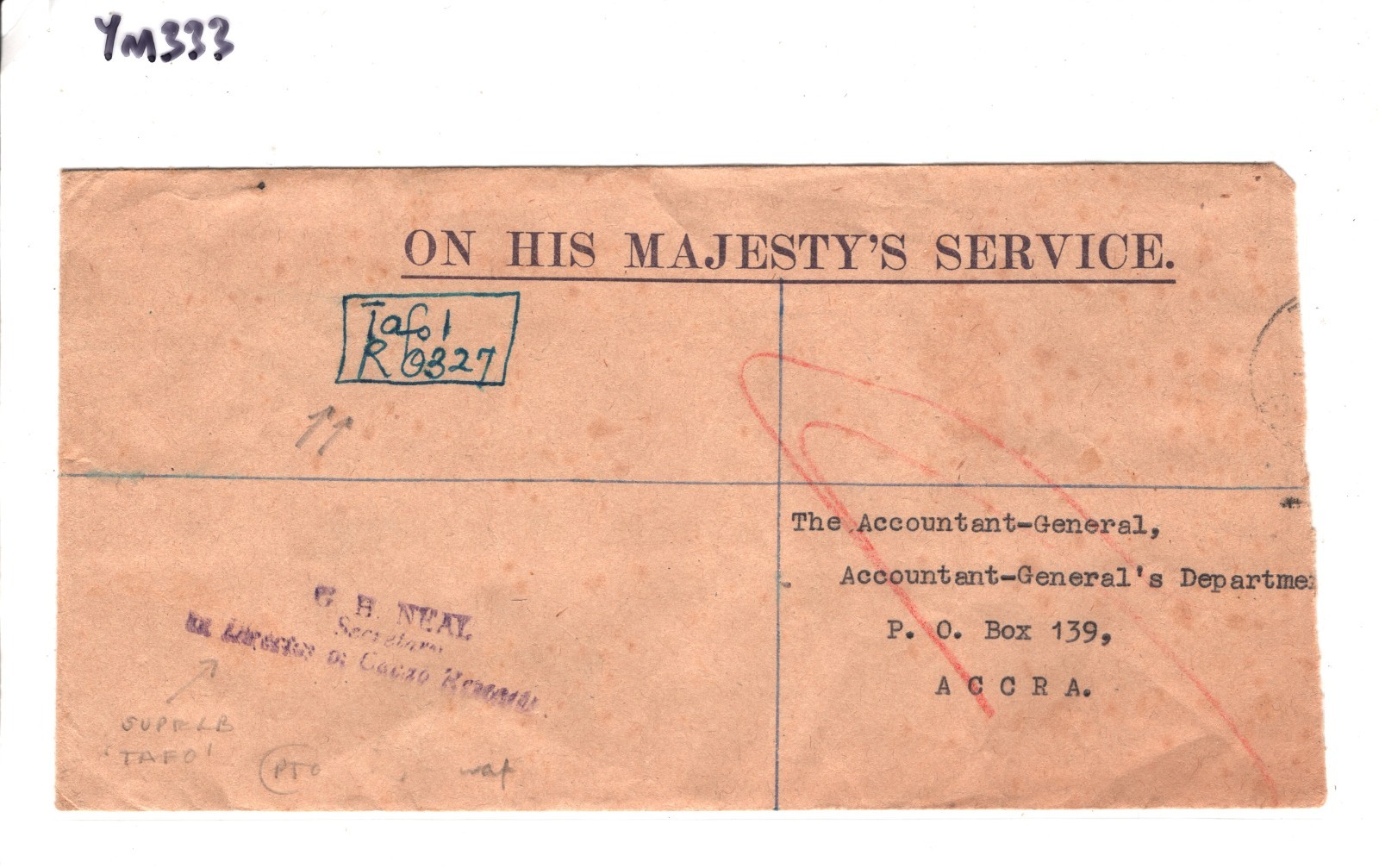 GOLD COAST Official Cover *TAFO* HAND-DRAWN R (Label) Registered 1955 OHMS YM333 - Image 6