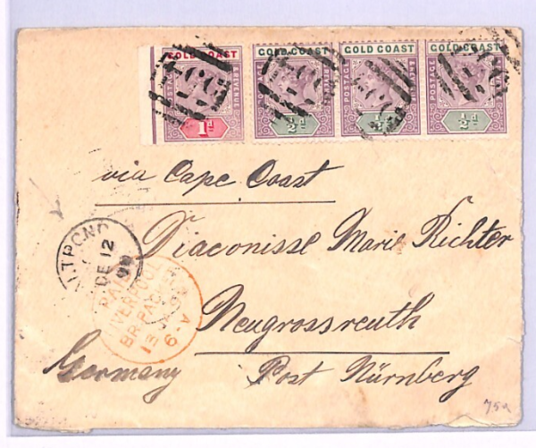 GOLD COAST QV Cover SALTPOND CDS *554* Numerals 1899 Liverpool Packet SHIPS XH46 - Image 3
