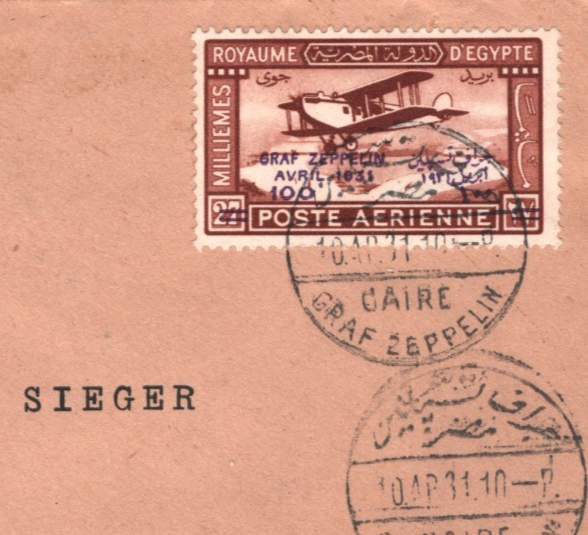 GRAF ZEPPELIN 1931 Violet Overprint EGYPT Cover 100m Air Cairo Sieger KZ422 - Image 6