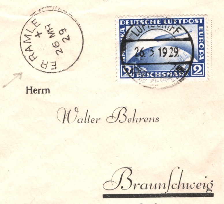 GRAF ZEPPELIN 2m Air 1929 PALESTINE DROP MAIL Cover ORIENTFAHRT *Er Ramle* KZ420