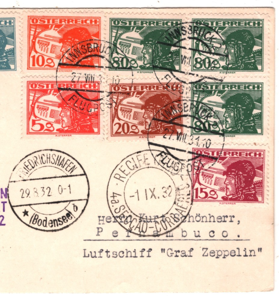 GRAF ZEPPELIN *AUSTRIA* Air Mail Card 1932 5.SÜDAMERIKAFAHRT Brazil BIRDS KZ566 - Image 4