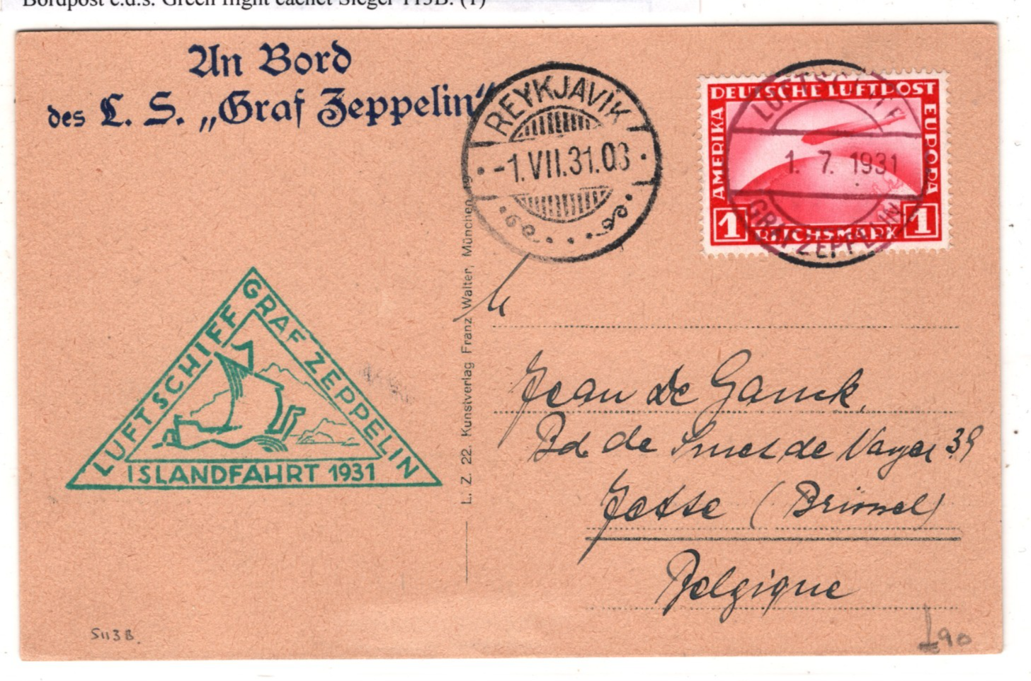 GRAF ZEPPELIN Air 1m AN BORD Card 1931 *ISLANDFAHRT* ICELAND Reykjavik KZ203 - Image 5