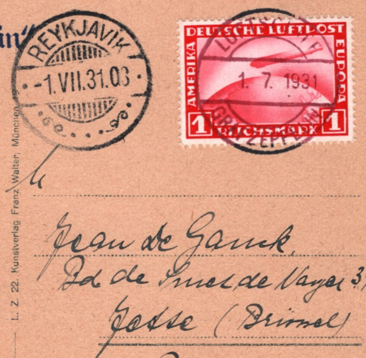 GRAF ZEPPELIN Air 1m AN BORD Card 1931 *ISLANDFAHRT* ICELAND Reykjavik KZ203