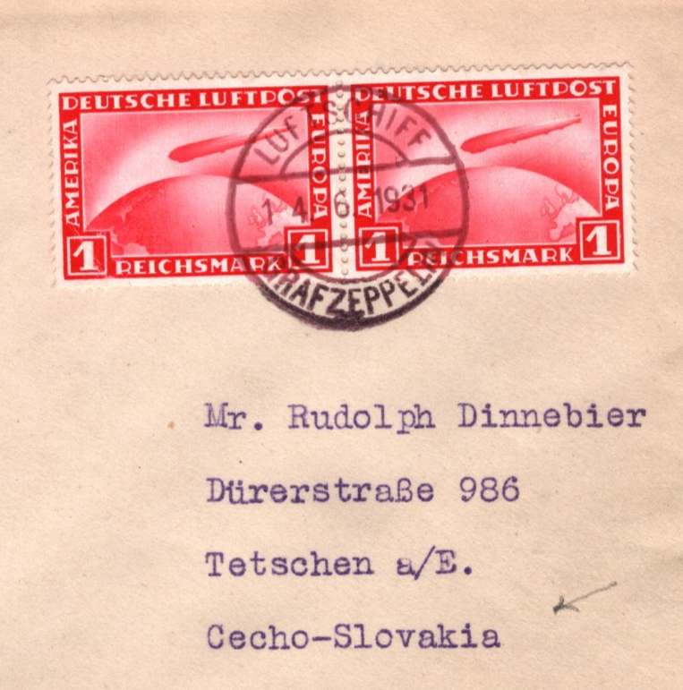GRAF ZEPPELIN Air 1m PAIR Cover 1931 An Bord Děčín CZECHOSLOVAKIA Hannover KZ228 - Image 5