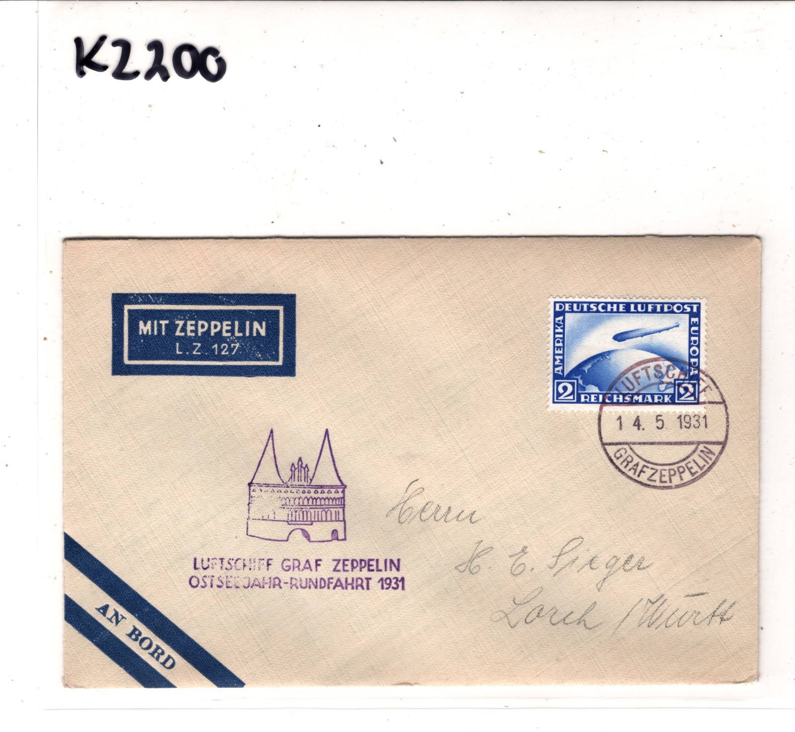 GRAF ZEPPELIN Air 2m *AN BORD* STATIONERY Cover 1931 OSTSEEJAHR-RUNDFAHRT KZ200 - Image 6