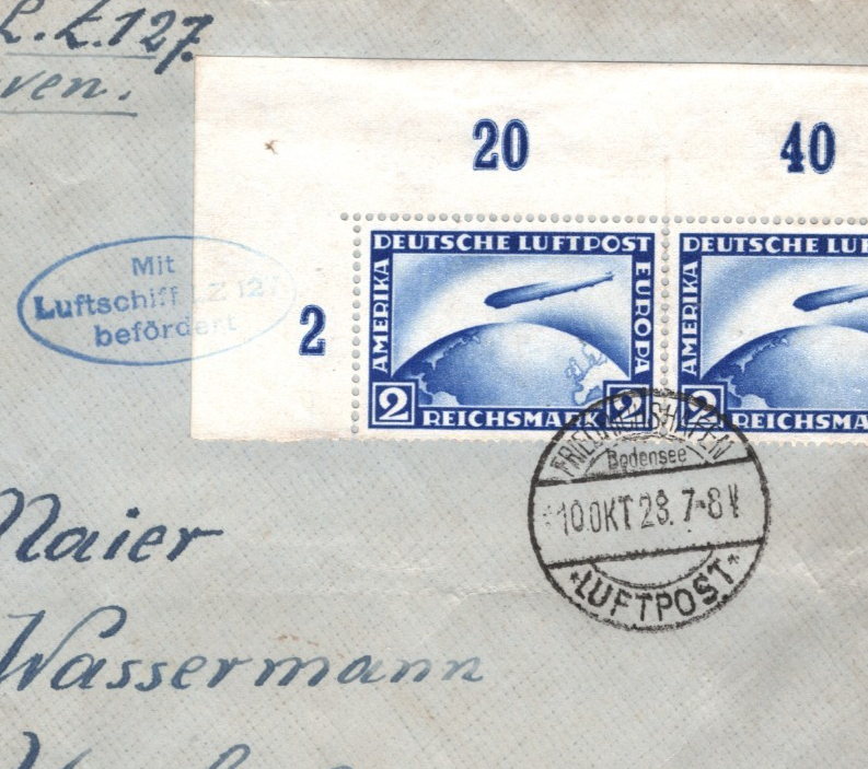 GRAF ZEPPELIN Air 2m *CORNER PAIR* Cover 1928 FIRST TRANSATLANTIC FLIGHT KZ59 - Image 8