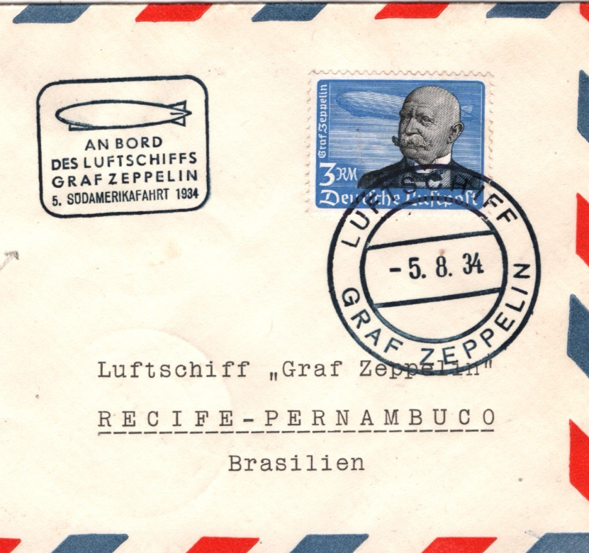 GRAF ZEPPELIN Air 3m AN BORD Cover 1934 Superb *5.SUDAMERIKAFAHRT* Cachet KZ244 - Image 3