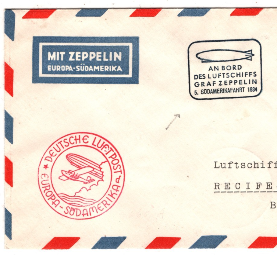 GRAF ZEPPELIN Air 3m AN BORD Cover 1934 Superb *5.SUDAMERIKAFAHRT* Cachet KZ244 - Image 7