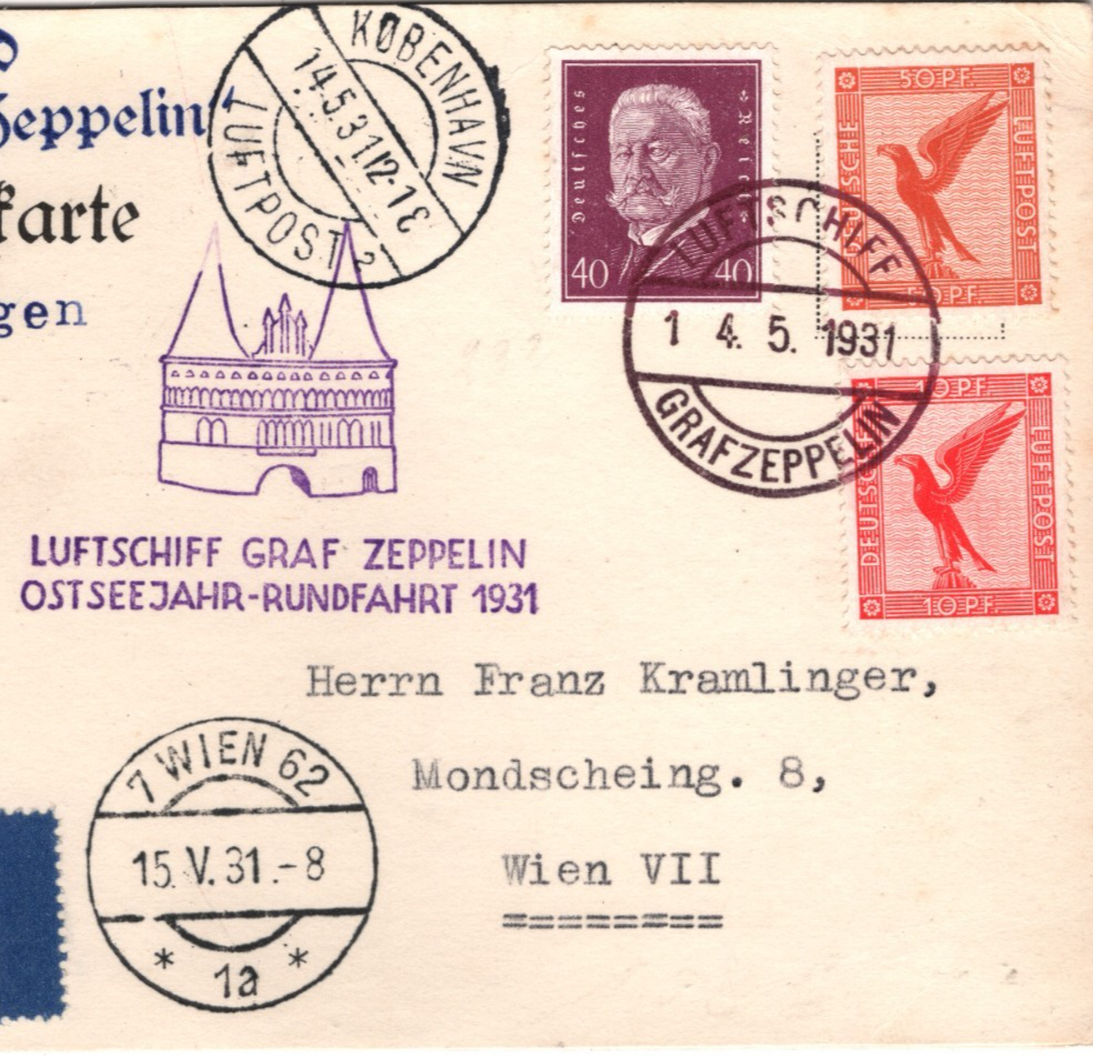 GRAF ZEPPELIN Air AN BORD Card 1931 *OSTSEEJAHR-RUNDFAHRT* Label Kobenhavn KZ188 - Image 4