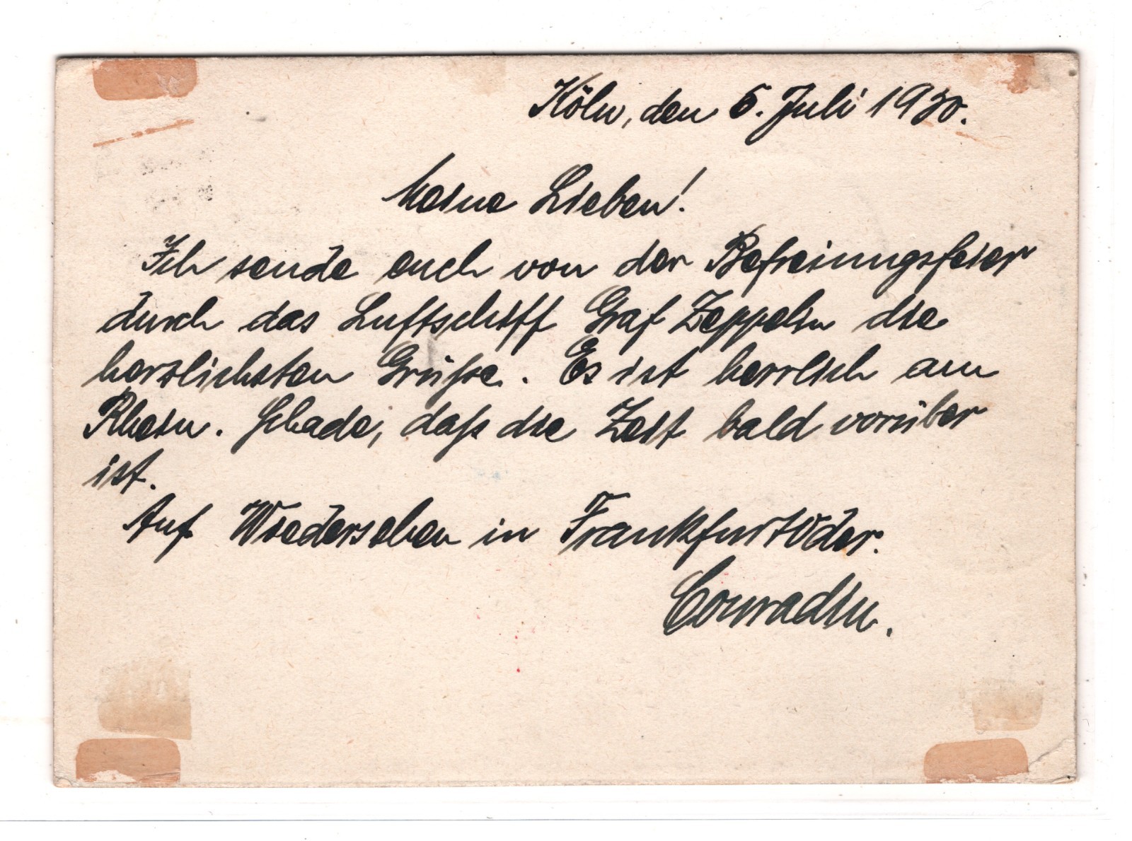 GRAF ZEPPELIN Air Card 1930 RHEINLAND Cachet *30 JUNI* O/p BLOCKS Köln KZ184 - Image 5