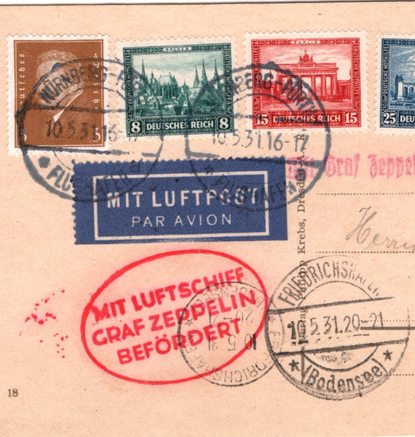 GRAF ZEPPELIN Air Card 1931 Nurnberg *WELFARE FUND* Set (1930) Cat £140 KZ225 - Image 5