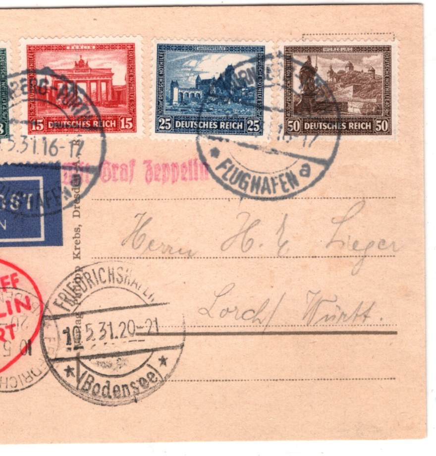 GRAF ZEPPELIN Air Card 1931 Nurnberg *WELFARE FUND* Set (1930) Cat £140 KZ225 - Image 7