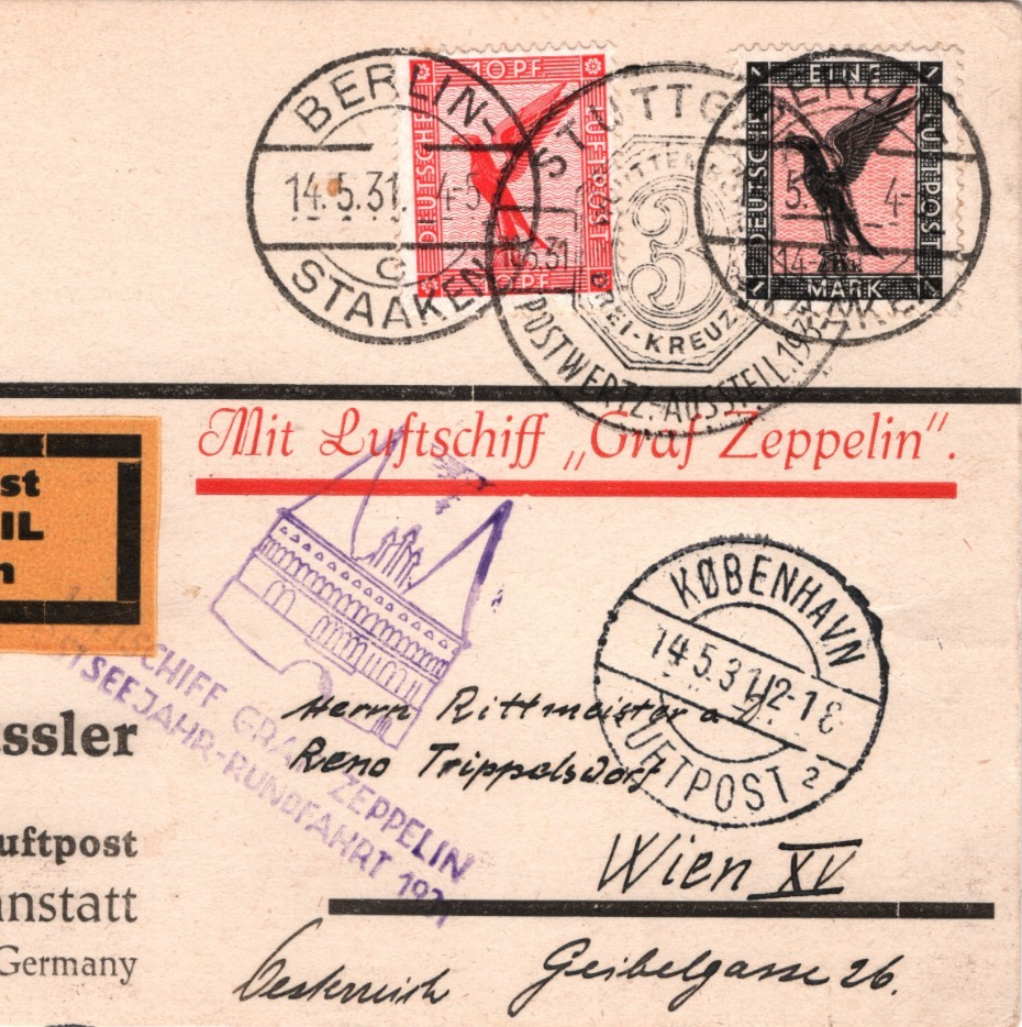 GRAF ZEPPELIN Air Card 1931 *OSTSEEJAHR-RUNDFAHRT* Stuttgart Special CDS KZ192