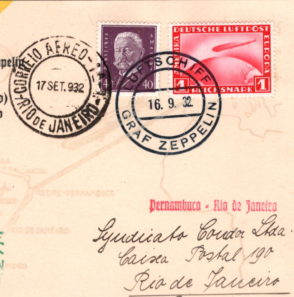 GRAF ZEPPELIN Air Mail 1m Card 1932 *6. SÜDAMERIKAFAHRT* BRAZIL Rio KZ313 - Image 2