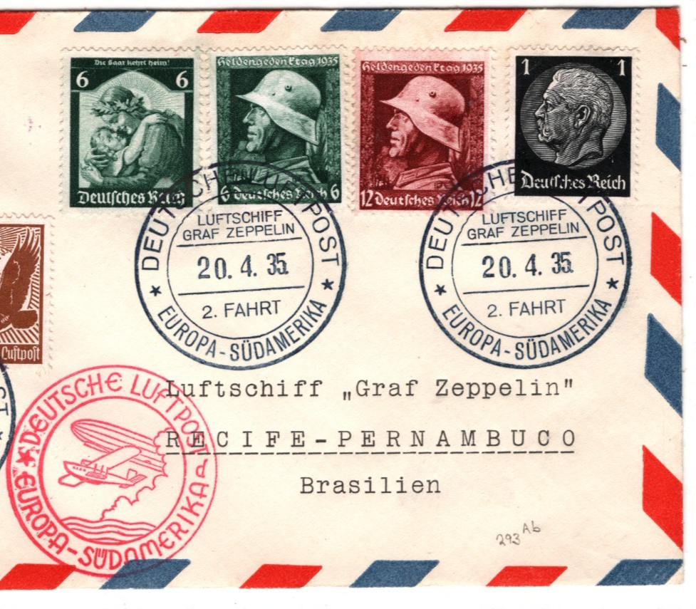 GRAF ZEPPELIN Air Mail 1m Cover SÜDAMERIKA *2 FAHRT* BRAZIL 1935 Germany KZ327 - Image 3