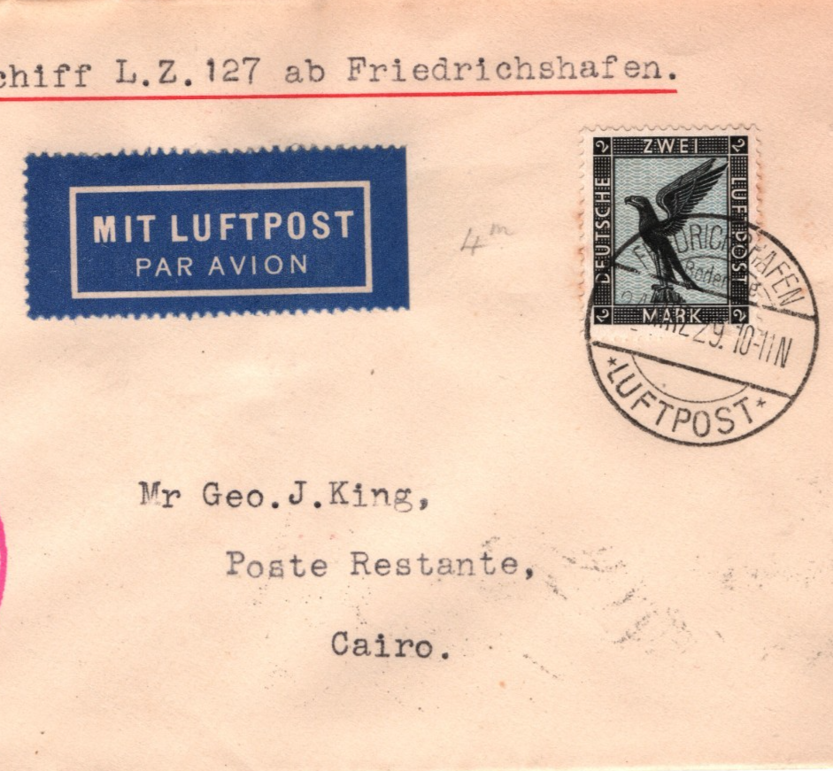 GRAF ZEPPELIN Air Mail 2m Cover 1929 ORIENTFAHRT *EGYPT* Cairo Germany KZ546 - Image 7