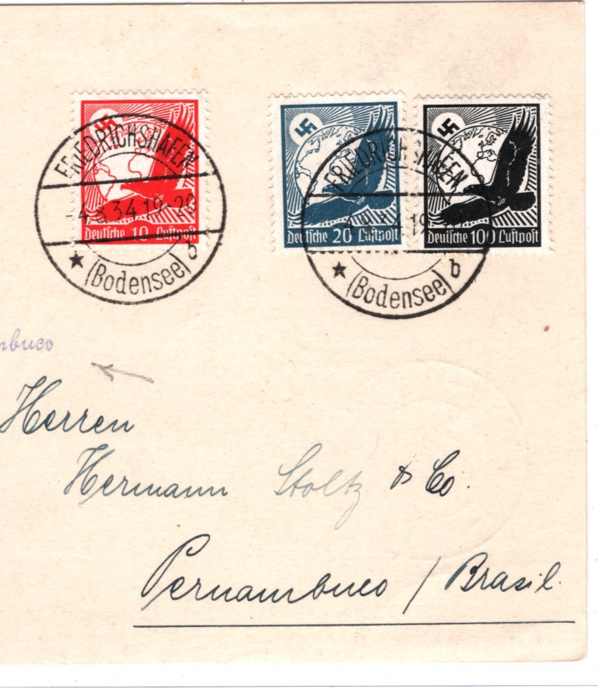 GRAF ZEPPELIN Air Mail Card 1934 BRAZIL Pernambuco Recife Germany KZ231 - Image 4