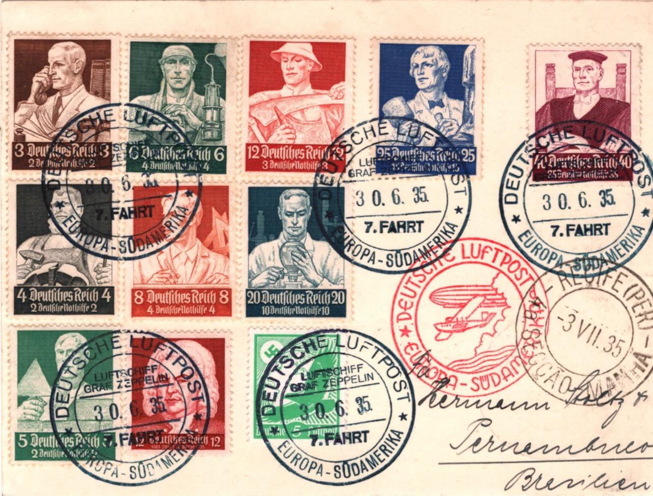 GRAF ZEPPELIN Air Mail Card SÜDAMERIKA *7 FAHRT* CDS BRAZIL 1935 Germany KZ346 - Image 3