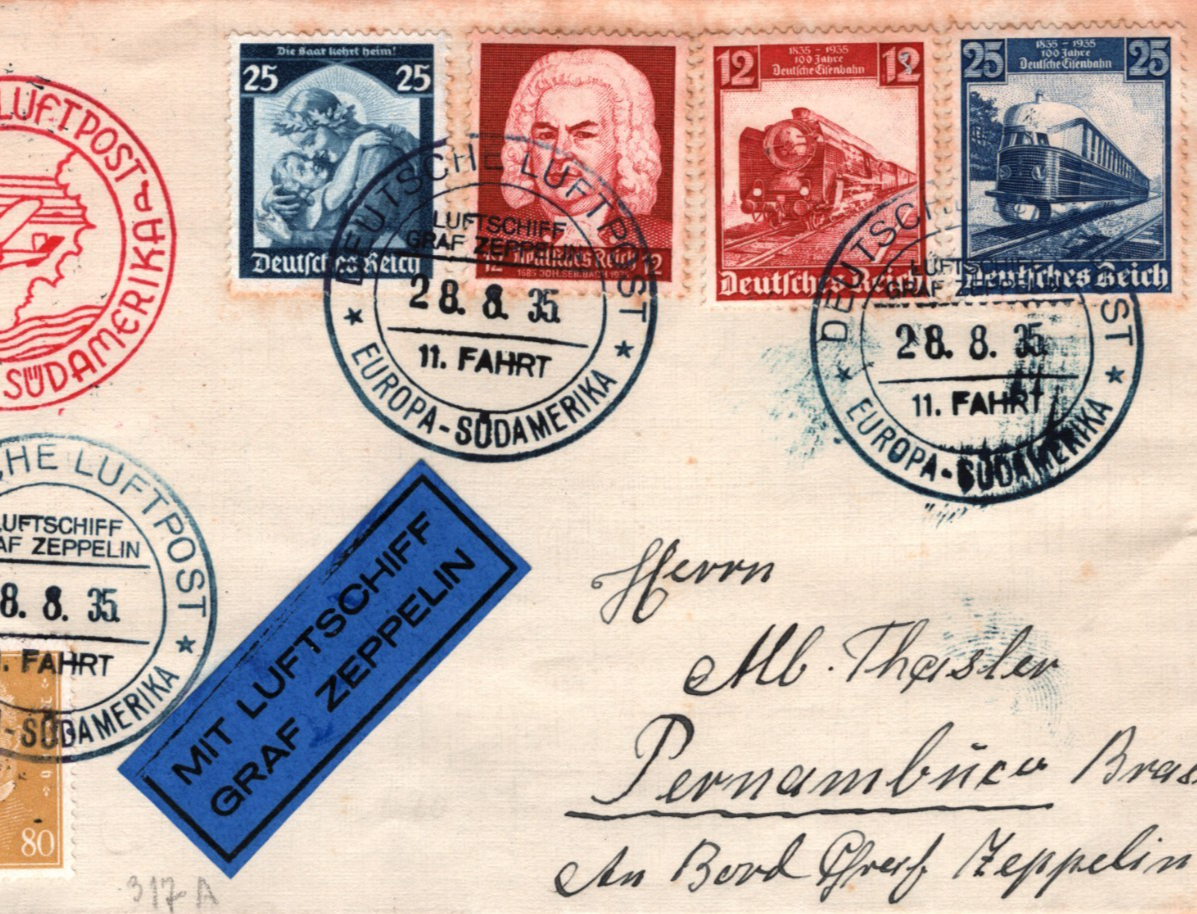 GRAF ZEPPELIN Air Mail Cover SÜDAMERIKA *11 FAHRT* CDS BRAZIL 1935 Germany KZ326 - Image 3