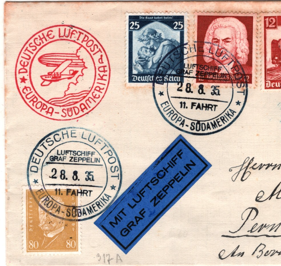GRAF ZEPPELIN Air Mail Cover SÜDAMERIKA *11 FAHRT* CDS BRAZIL 1935 Germany KZ326 - Image 4