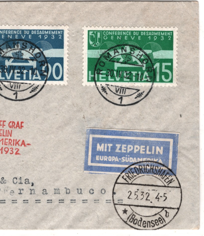 GRAF ZEPPELIN Air *SWITZERLAND* 1F Cover 1932 4. SÜDAMERIKAFAHRT Brazil KZ582 - Image 6