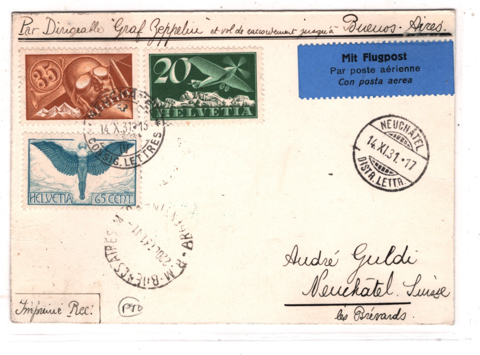 GRAF ZEPPELIN Air *SWITZERLAND* Card 1931 3. SÜDAMERIKAFAHRT Argentina KZ585 - Image 4