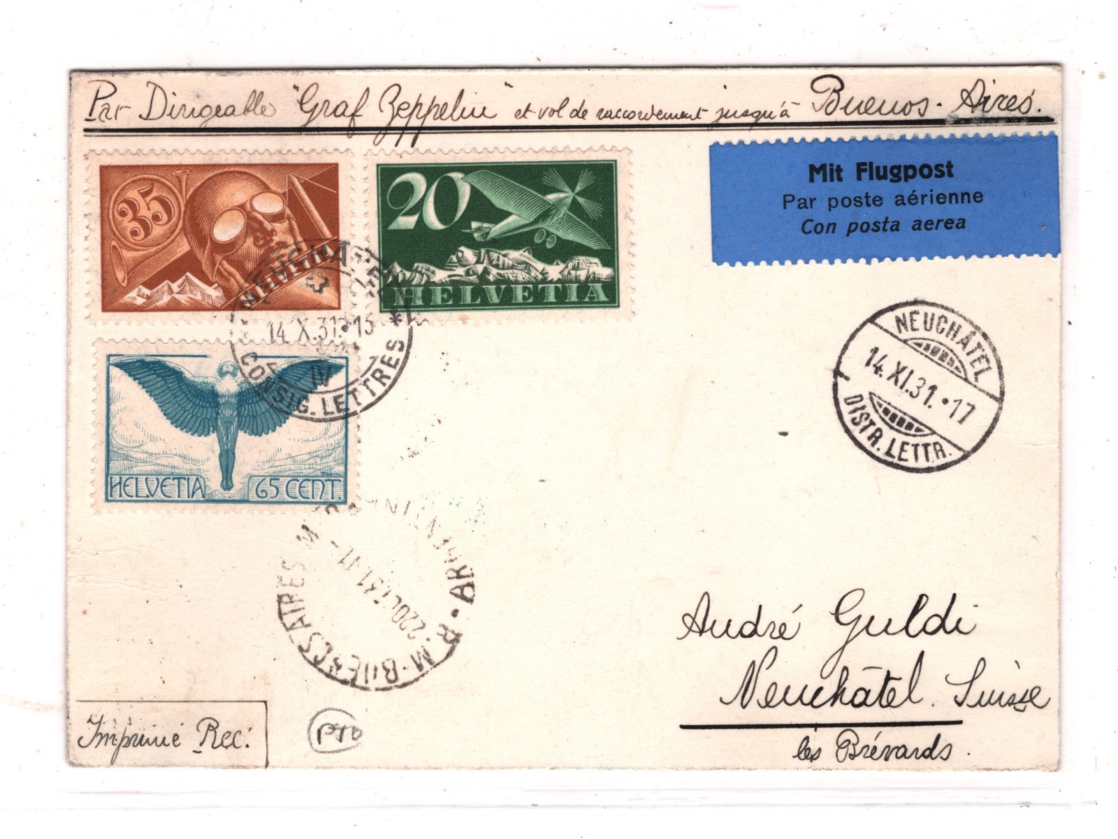 GRAF ZEPPELIN Air *SWITZERLAND* Card 1931 3. SÜDAMERIKAFAHRT Argentina KZ585 - Image 7