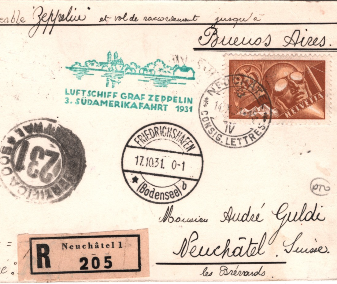 GRAF ZEPPELIN Air *SWITZERLAND* Card 1931 3. SÜDAMERIKAFAHRT Argentina KZ585
