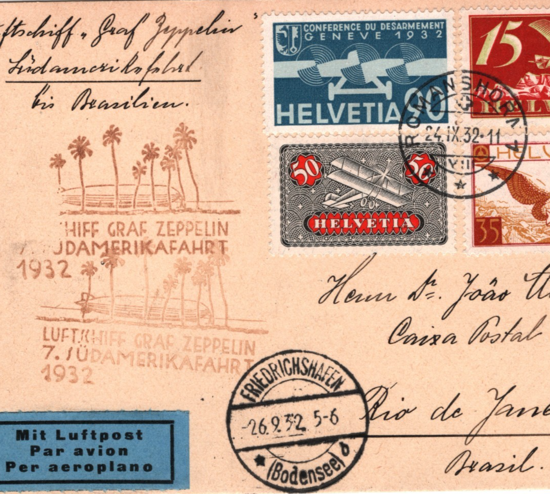 GRAF ZEPPELIN Air *SWITZERLAND* Card 1932 7. SÜDAMERIKAFAHRT Brazil KZ580 - Image 7