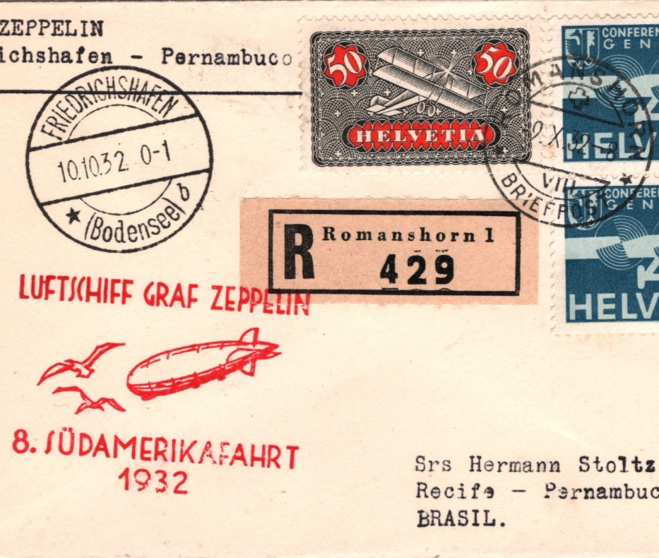 GRAF ZEPPELIN Air *SWITZERLAND* Cover 1932 8. SÜDAMERIKAFAHRT Brazil KZ581 - Image 5