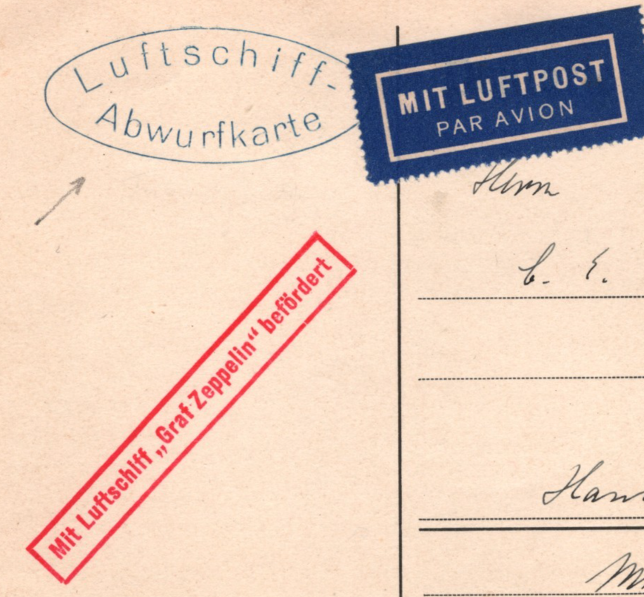 GRAF ZEPPELIN An Bord 1929 Oval *ABWURFKARTE* DROP CARD Air Mail Hamburg KZ527 - Image 3
