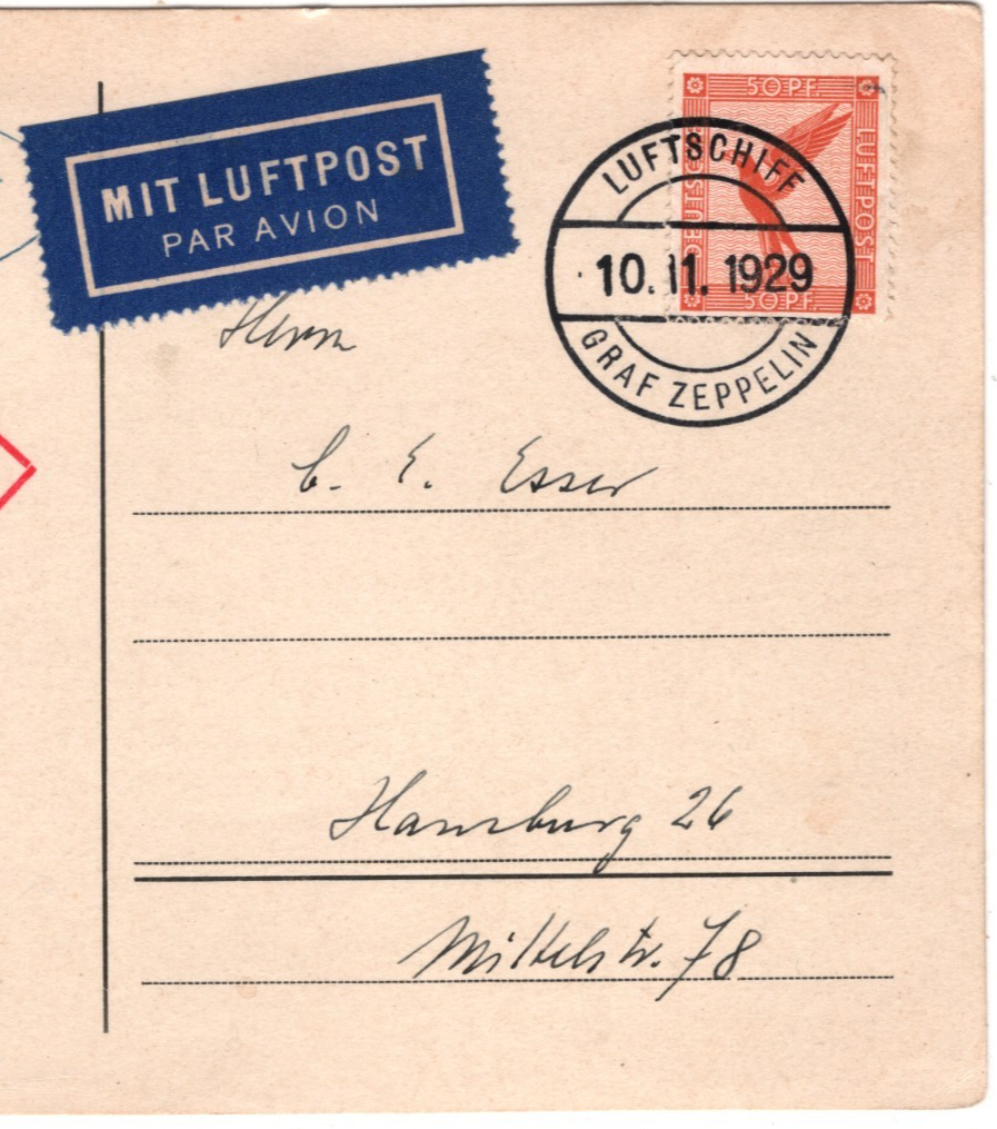 GRAF ZEPPELIN An Bord 1929 Oval *ABWURFKARTE* DROP CARD Air Mail Hamburg KZ527 - Image 4