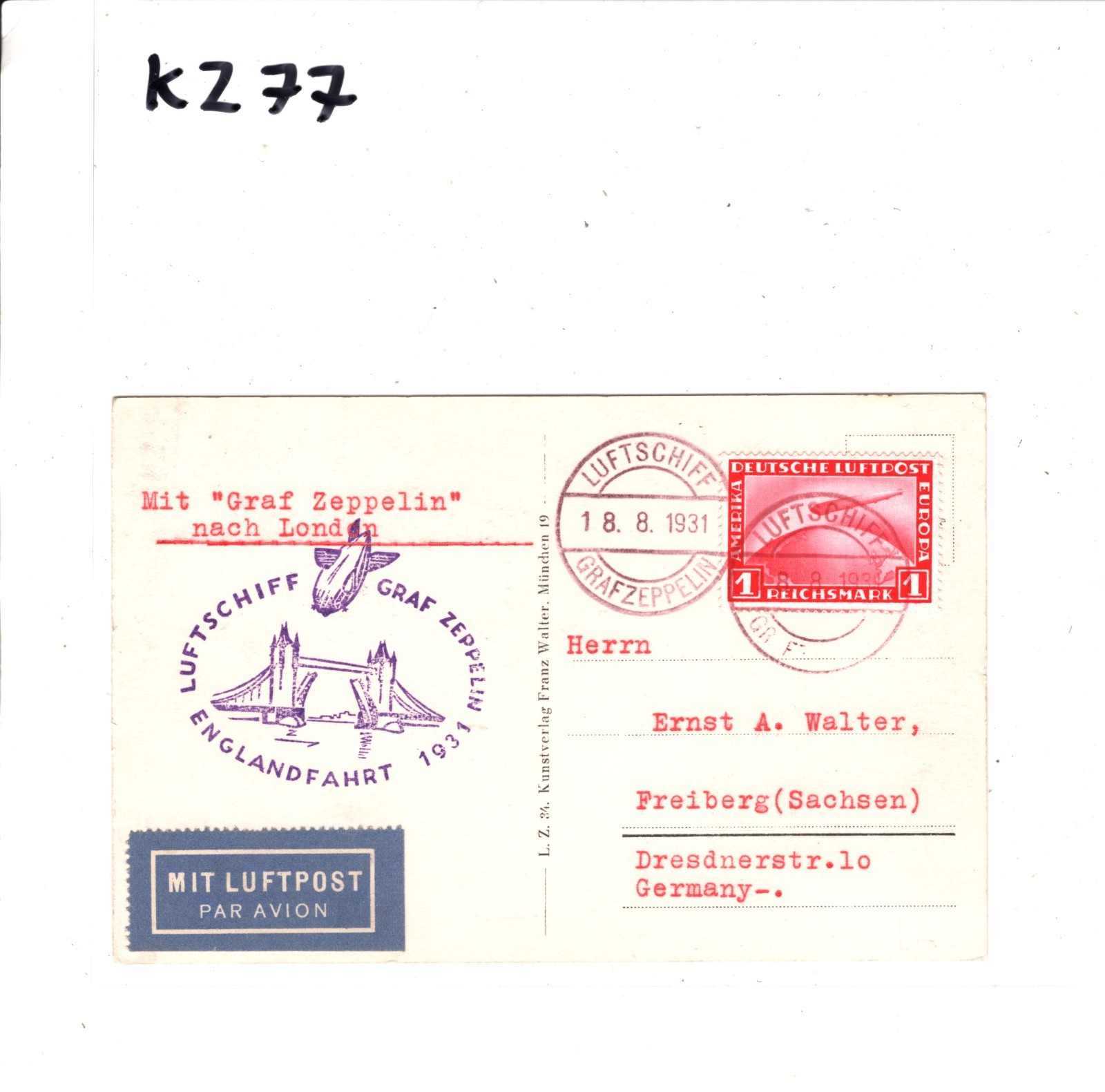 GRAF ZEPPELIN An Bord 1930 CDS Postcard 1m Air Mail ENGLANDFAHRT Real Photo KZ77 - Image 5