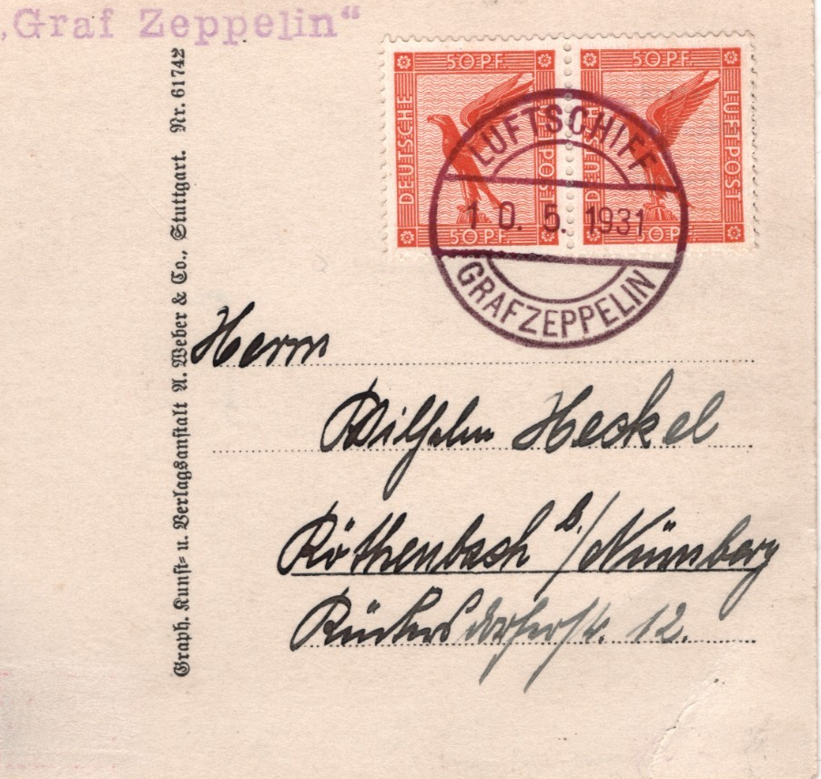 GRAF ZEPPELIN An Bord Card 1931 *NURNBERG-FLUGHAFEN* CDS Air ECKENER PPC KZ222 - Image 5