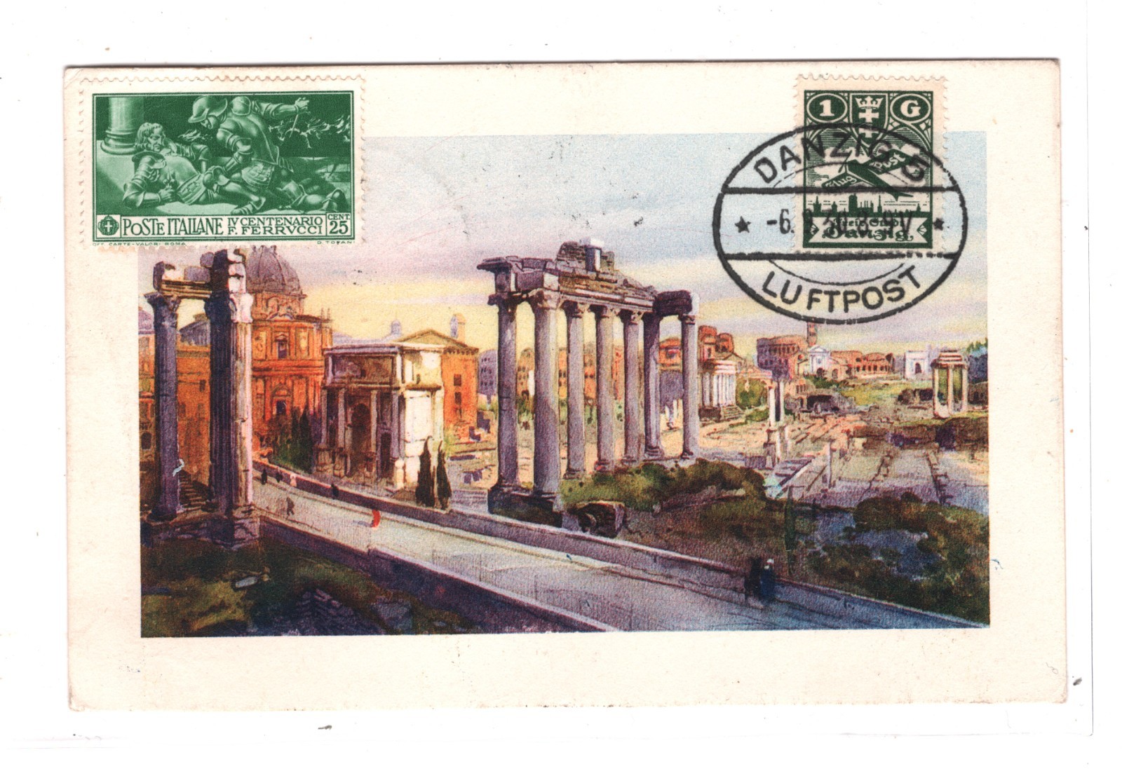 GRAF ZEPPELIN Card *DANZIG* Italy Air Mail OSTSEE FINLAND Triangular Rome! KZ436 - Image 4