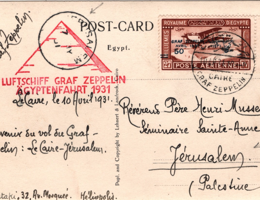 GRAF ZEPPELIN Card EGYPT Air 1931 ÄGYPTENFAHRT Cairo *JERUSALEM* Palestine KZ304