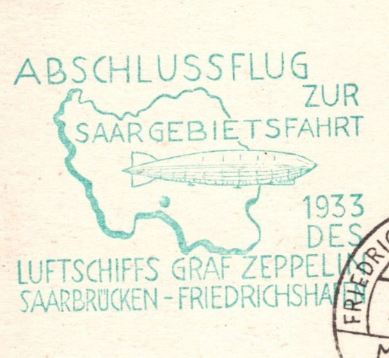 GRAF ZEPPELIN Card *SAAR* Germany 1933 Air Mail ABSCHLUSSFLUG Dorsheim KZ432 - Image 6