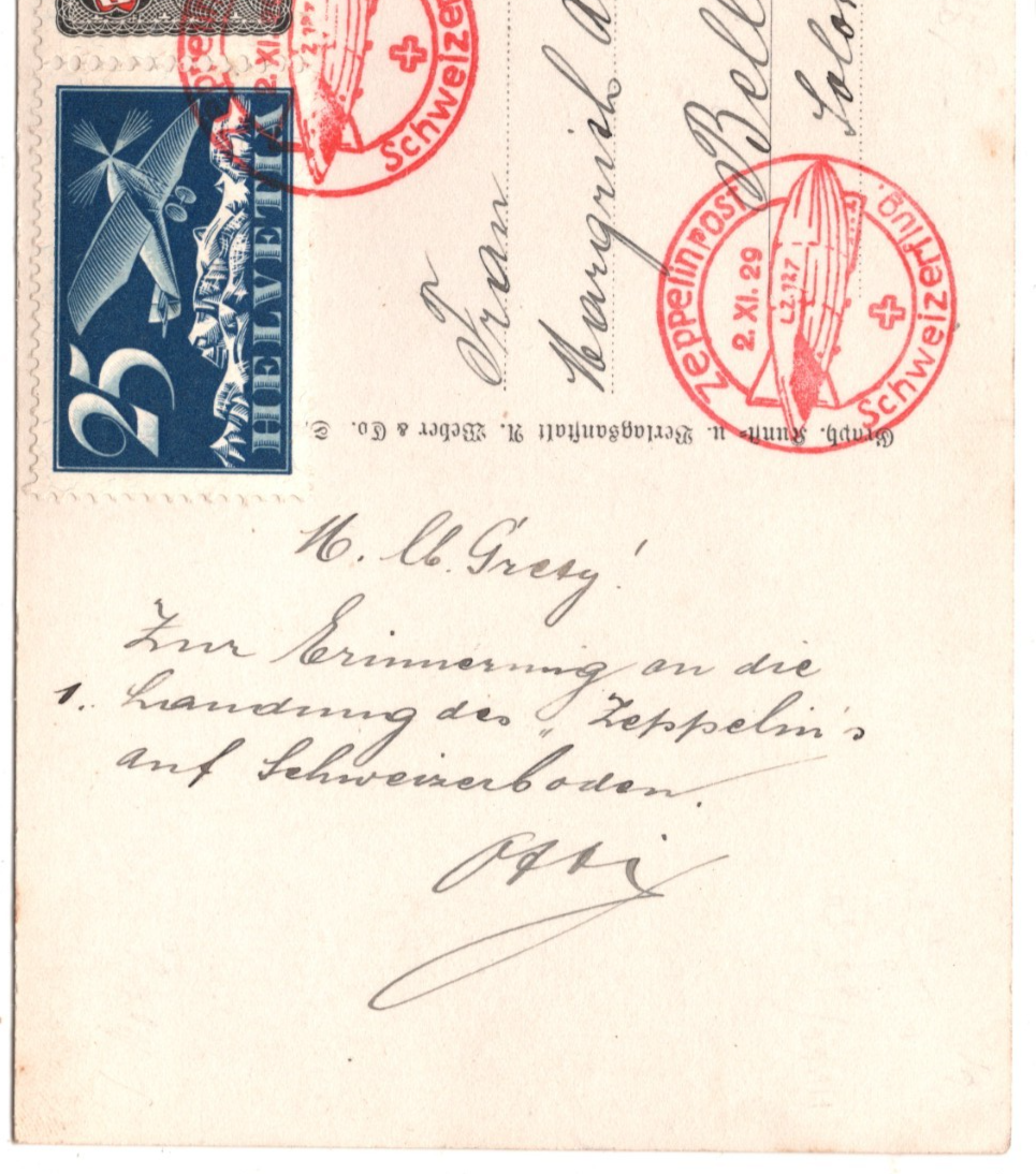 GRAF ZEPPELIN Card *SWITZERLAND* 1929 PPC Air Mail SCHWEIZERFLUG Cachet KZ6 - Image 6