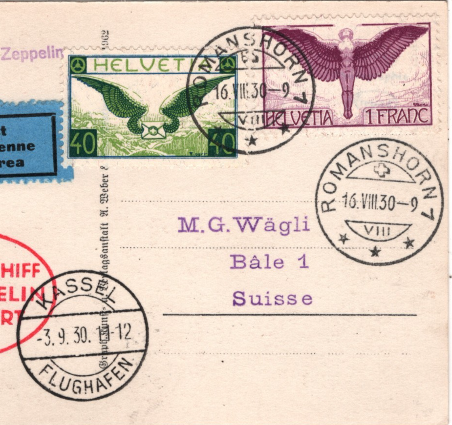 GRAF ZEPPELIN Card *SWITZERLAND* Air 1F Real Photo 1930 Romanshorn Basel KZ598 - Image 5