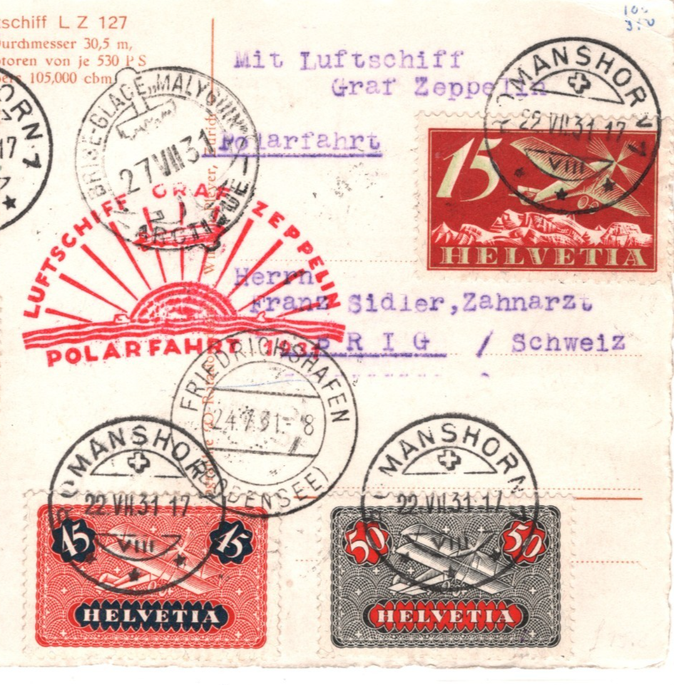 GRAF ZEPPELIN Card *SWITZERLAND* View-Side RP Air 1934 POLARFAHRT Ice Ship KZ155 - Image 4