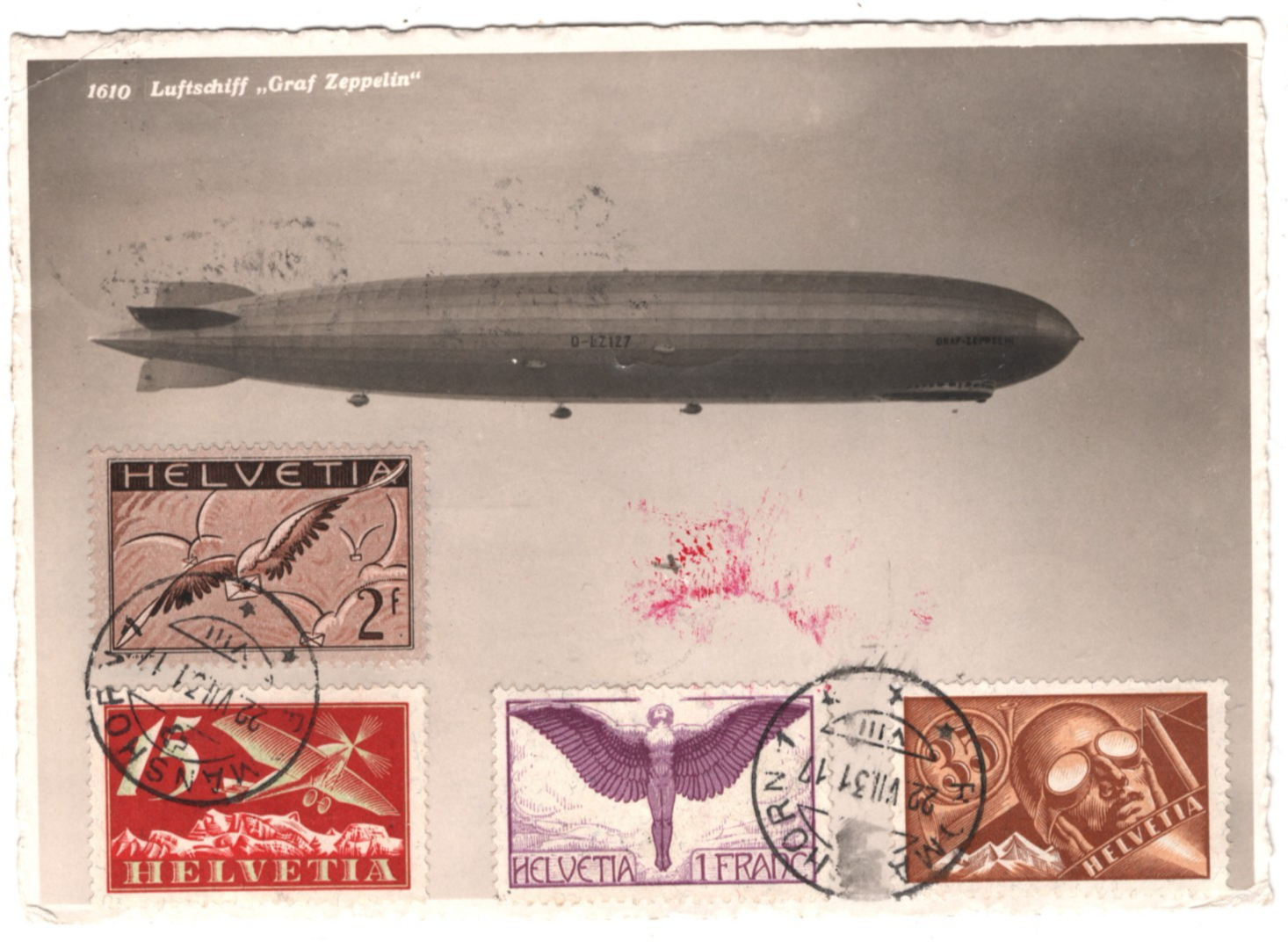 GRAF ZEPPELIN Card *SWITZERLAND* View-Side RP Air 1934 POLARFAHRT Ice Ship KZ155