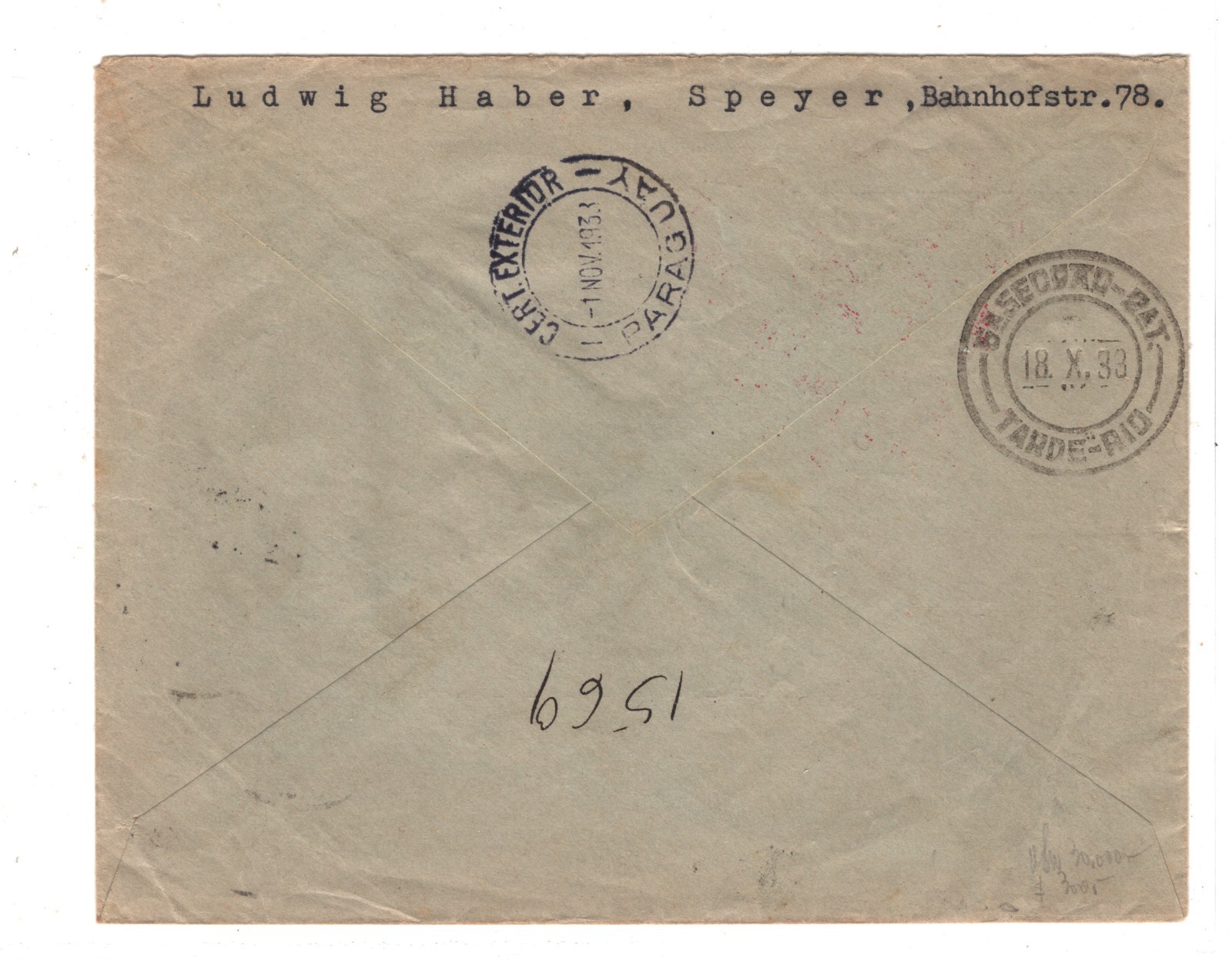 GRAF ZEPPELIN Cover 1m *CHICAGOFAHRT* Overprint Air Paraguay #C43 Cat $425+ KZ58 - Image 4