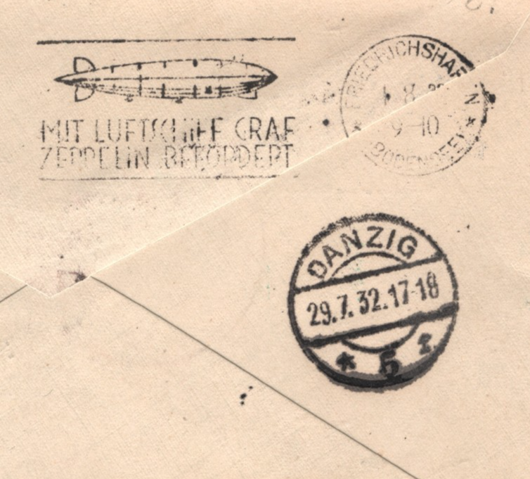 GRAF ZEPPELIN Cover *DANZIG* Air Mail 1932 Cover LUPOSTA Flight Cachet KZ438 - Image 13