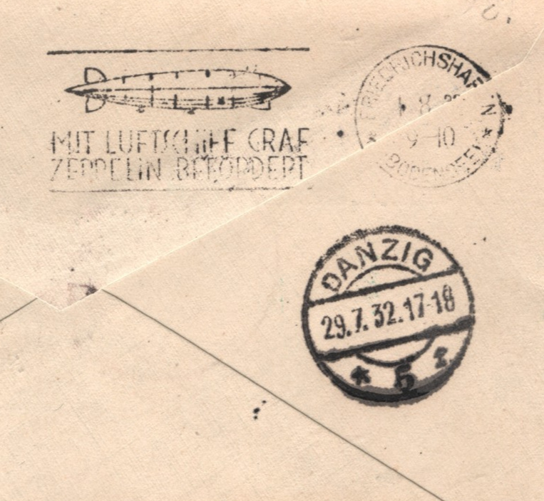 GRAF ZEPPELIN Cover *DANZIG* Air Mail 1932 Cover LUPOSTA Flight Cachet KZ438 - Image 3