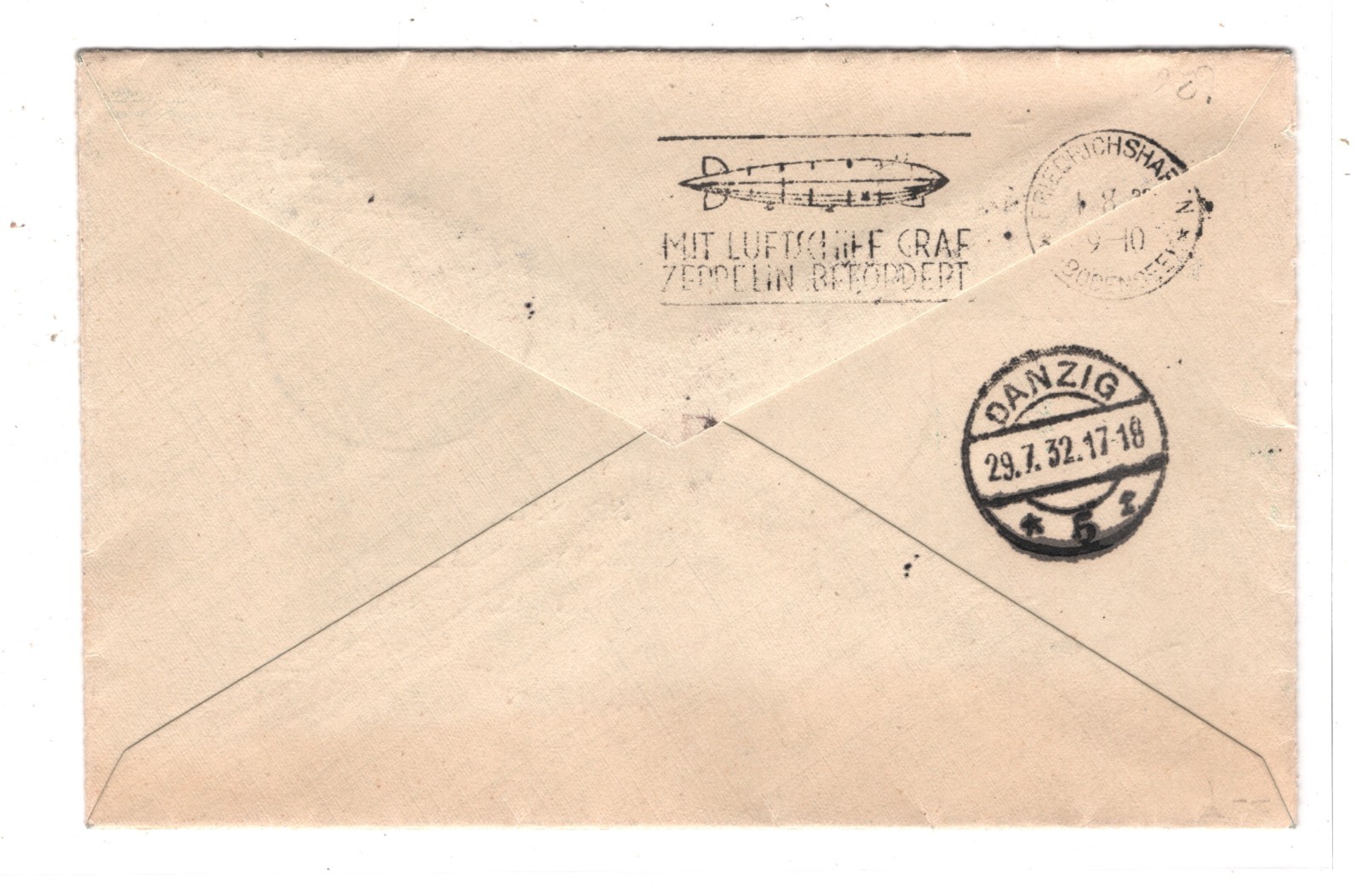 GRAF ZEPPELIN Cover *DANZIG* Air Mail 1932 Cover LUPOSTA Flight Cachet KZ438 - Image 5
