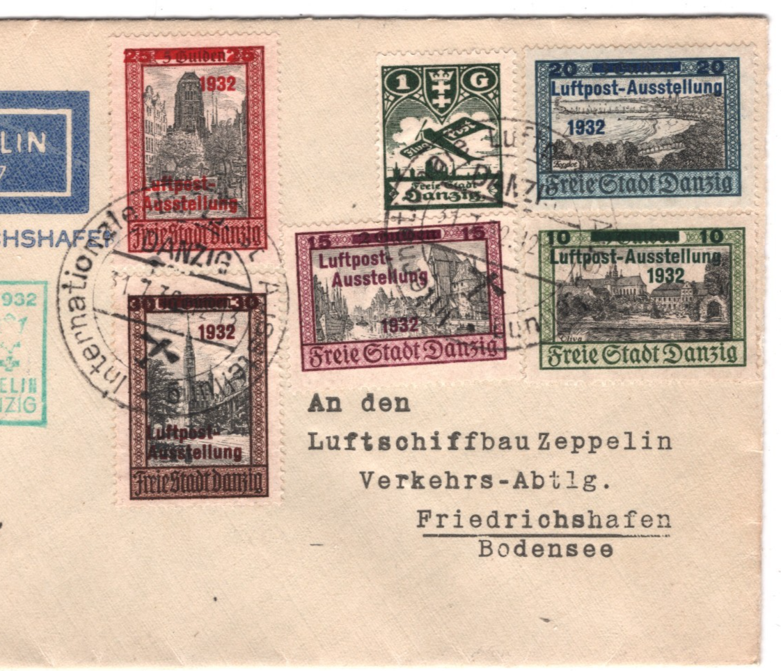 GRAF ZEPPELIN Cover *DANZIG* Air Mail 1932 Cover LUPOSTA Flight Cachet KZ438 - Image 6