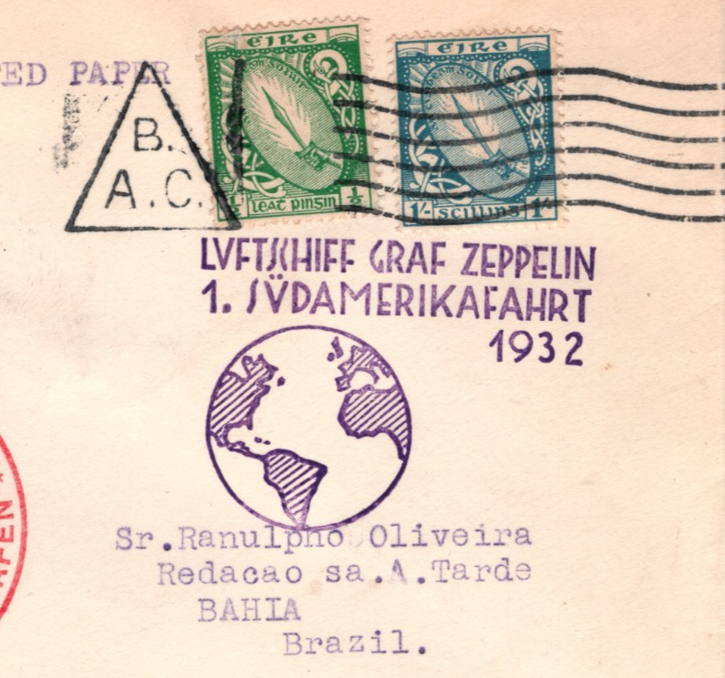 GRAF ZEPPELIN Cover *EIRE* Ireland Air Mail 1.SÜDAMERIKAFAHRT 1932 Brazil KZ285 - Image 4